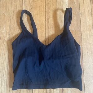 Lululemon black ribbed cropped top. Size 4.